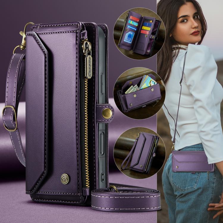 For iPhone 17 Pro Max CaseMe C36 Card Slots Zipper Wallet RFID Anti-theft Leather Phone Case(Purple) by CaseMe