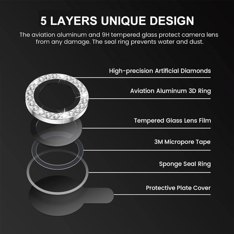 For iPhone 16 / 16 Plus ENKAY AR Anti-reflection Individual Diamond Ring Camera Lens Glass Full Film(Sky Blue) by ENKAY