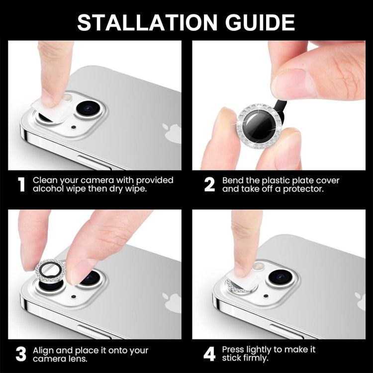 For iPhone 16 / 16 Plus ENKAY AR Anti-reflection Individual Diamond Ring Camera Lens Glass Full Film(Sky Blue) by ENKAY