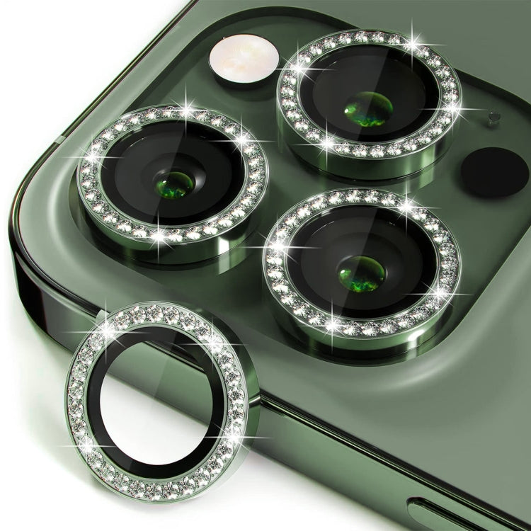 For iPhone 16 Pro / 16 Pro Max ENKAY AR Anti-reflection Individual Diamond Ring Camera Lens Glass Full Film(Deep Green) by ENKAY