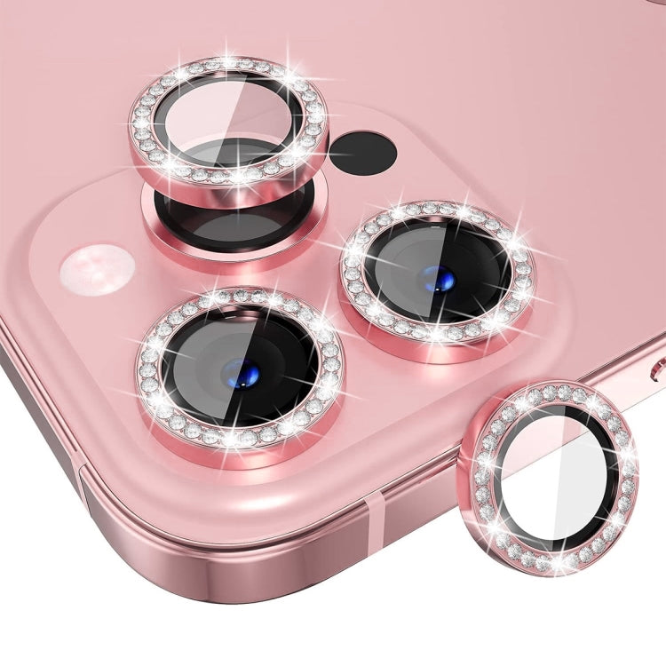 For iPhone 16 Pro / 16 Pro Max ENKAY AR Anti-reflection Individual Diamond Ring Camera Lens Glass Full Film(Pink) by ENKAY