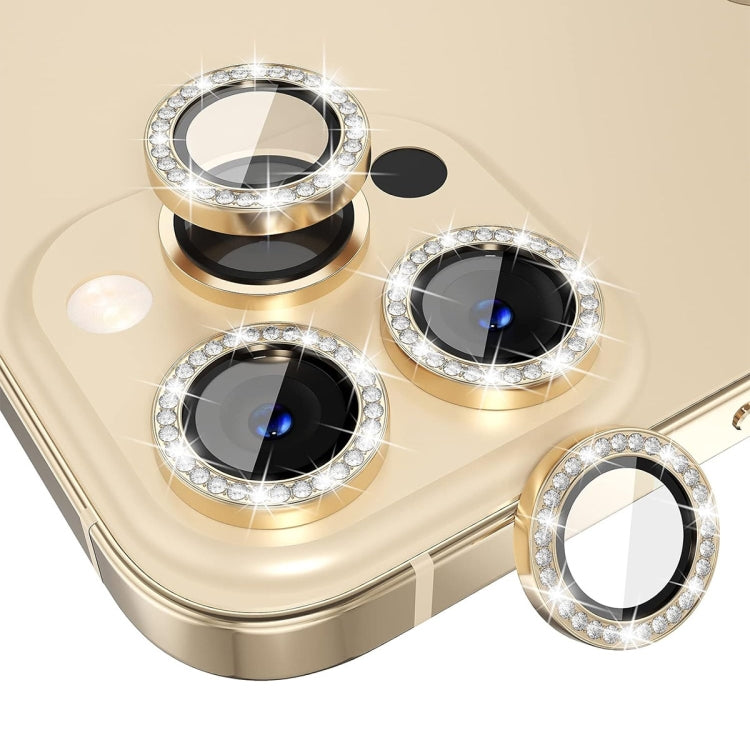 For iPhone 16 Pro / 16 Pro Max ENKAY AR Anti-reflection Individual Diamond Ring Camera Lens Glass Full Film(Golden) by ENKAY