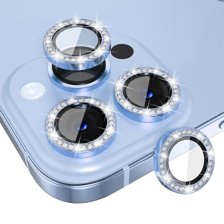 For iPhone 16 Pro / 16 Pro Max ENKAY AR Anti-reflection Individual Diamond Ring Camera Lens Glass Full Film(Sierra Blue) by ENKAY