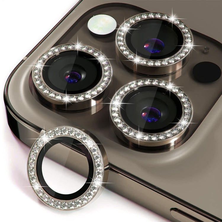For iPhone 16 Pro / 16 Pro Max ENKAY AR Anti-reflection Individual Diamond Ring Camera Lens Glass Full Film(Titanium Gold) by ENKAY