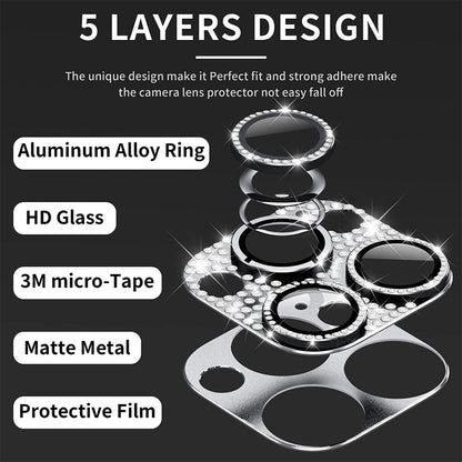 For iPhone 16 / 16 Plus ENKAY Hat-Prince Blink Diamond Camera Lens Aluminium Alloy Tempered Glass Film(Colorful) by ENKAY