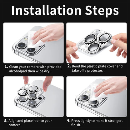 For iPhone 16 / 16 Plus ENKAY Hat-Prince Blink Diamond Camera Lens Aluminium Alloy Tempered Glass Film(Sky Blue) by ENKAY