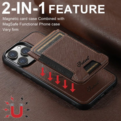 For iPhone 15 Pro Suteni H17 Cross Grain Leather MagSafe Detachable Wallet Phone Case(Black) by Suteni