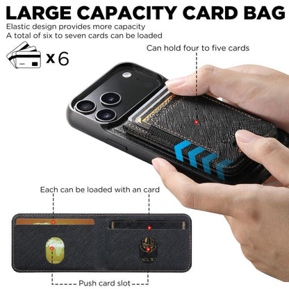 For iPhone 17 Pro Max Suteni H17 Cross Grain Leather MagSafe Detachable Wallet Phone Case(Black) by Suteni