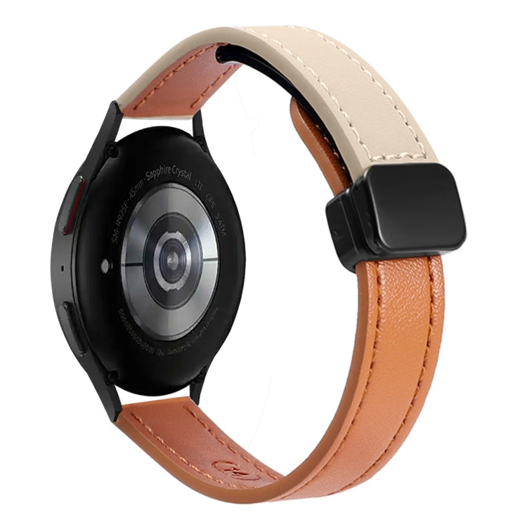 For Samsung Galaxy Watch 5 Pro 45mm Slim Magnetic Buckle 20mm Microfiber Leather Watch Band(Aimaorange+Cream Apricot) by bashfashion