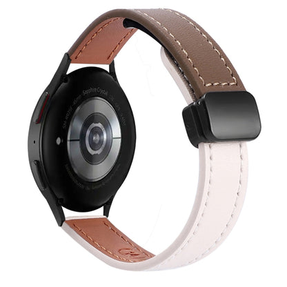 For Samsung Galaxy Watch 5 Pro 45mm Slim Magnetic Buckle 20mm Microfiber Leather Watch Band(Apricot+Caramel Macchiato) by bashfashion