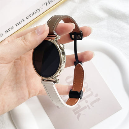 For Samsung Galaxy Watch 5 Pro 45mm Slim Magnetic Buckle 20mm Microfiber Leather Watch Band(Apricot+Caramel Macchiato) by bashfashion