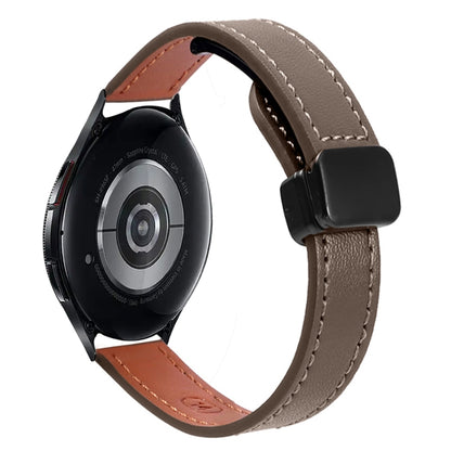 For Samsung Galaxy Watch 6 Classic 43 / 47mm Slim Magnetic Buckle 20mm Microfiber Leather Watch Band(Caramel Macchiato) by bashfashion