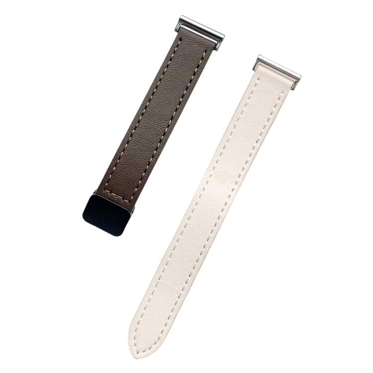 For Samsung Galaxy Watch 6 Classic 43 / 47mm Slim Magnetic Buckle 20mm Microfiber Leather Watch Band(Apricot+Caramel Macchiato) by bashfashion