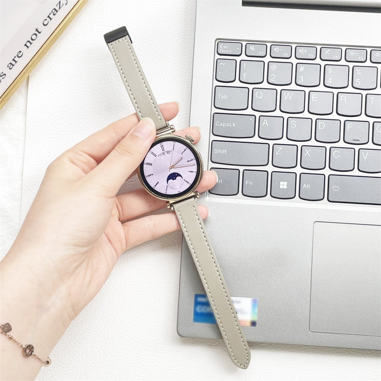 For Samsung Galaxy Watch 6 40 / 44mm Slim Magnetic Buckle 20mm Microfiber Leather Watch Band(Calf Elephant Gray) by bashfashion