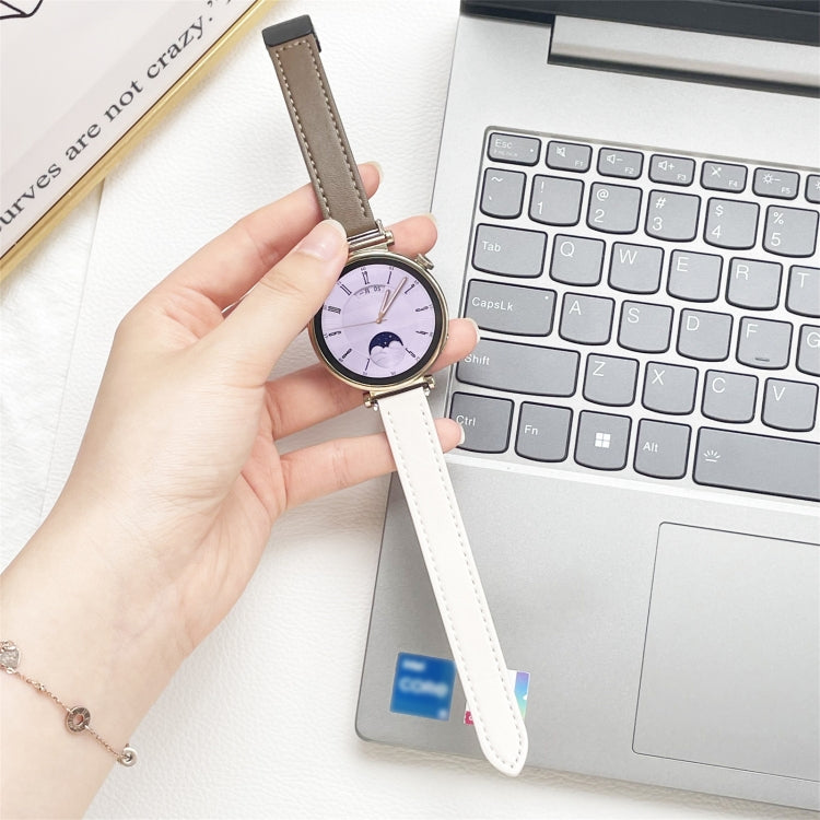 For Samsung Galaxy Watch 6 40 / 44mm Slim Magnetic Buckle 20mm Microfiber Leather Watch Band(Apricot+Caramel Macchiato) by bashfashion