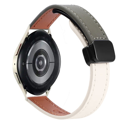 For Samsung Galaxy Watch 6 40 / 44mm Slim Magnetic Buckle 20mm Microfiber Leather Watch Band(Apricot+Avocado Green) by bashfashion