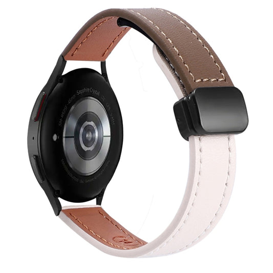 For Samsung Galaxy Watch 5 40 / 44mm Slim Magnetic Buckle 20mm Microfiber Leather Watch Band(Apricot+Caramel Macchiato) by bashfashion