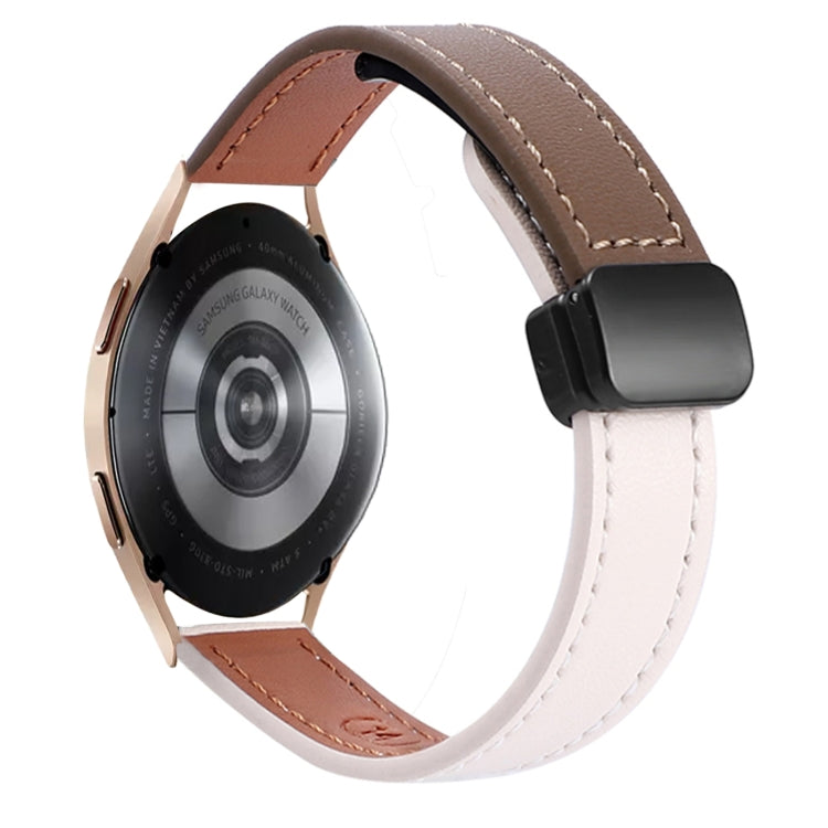 For Samsung Galaxy Watch 4 40 / 44mm Slim Magnetic Buckle 20mm Microfiber Leather Watch Band(Apricot+Caramel Macchiato) by bashfashion