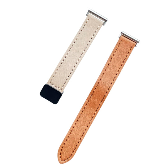 For Samsung Galaxy Watch 4 Classic 42 / 46mm Slim Magnetic Buckle 20mm Microfiber Leather Watch Band(Aimaorange+Cream Apricot) by bashfashion