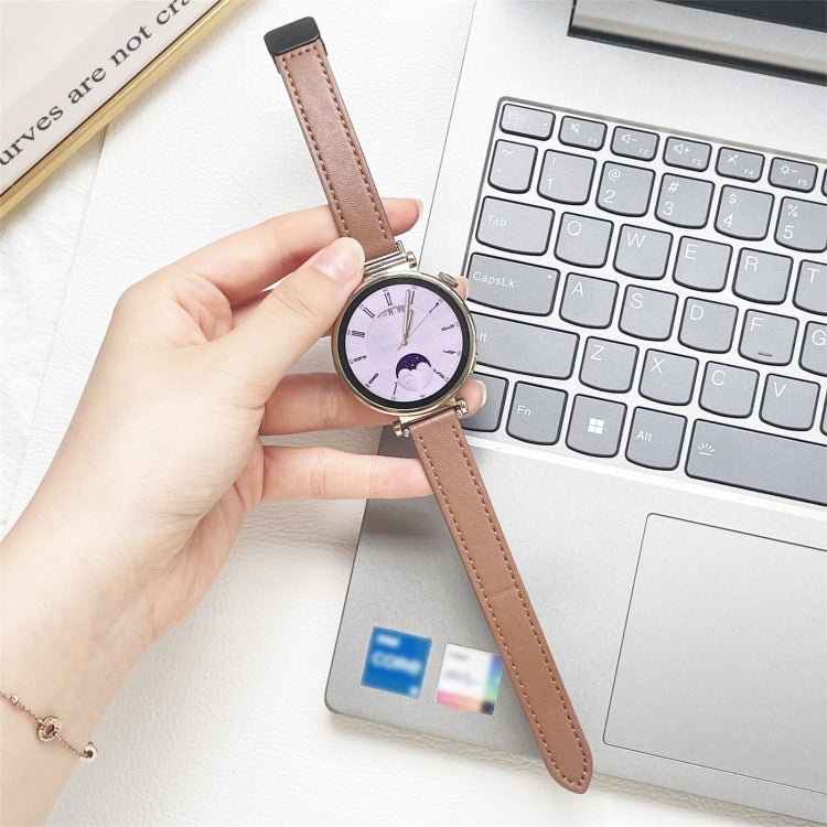 For Samsung Galaxy Watch 4 Classic 42 / 46mm Slim Magnetic Buckle 20mm Microfiber Leather Watch Band(Mocha Brown) by bashfashion