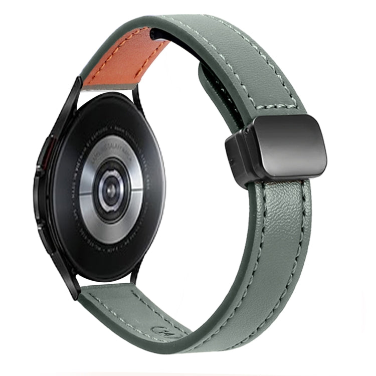 For Samsung Galaxy Watch 4 Classic 42 / 46mm Slim Magnetic Buckle 20mm Microfiber Leather Watch Band(Avocado Green) by bashfashion
