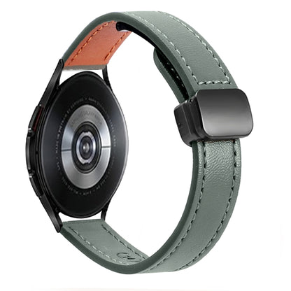 For Samsung Galaxy Watch 4 Classic 42 / 46mm Slim Magnetic Buckle 20mm Microfiber Leather Watch Band(Avocado Green) by bashfashion