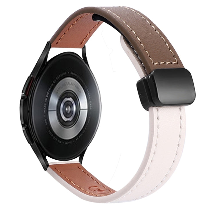 For Samsung Galaxy Watch 4 Classic 42 / 46mm Slim Magnetic Buckle 20mm Microfiber Leather Watch Band(Apricot+Caramel Macchiato) by bashfashion