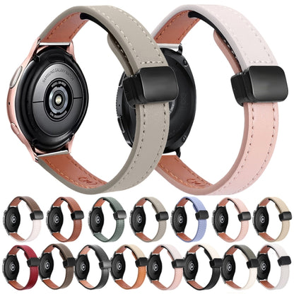 For Samsung Galaxy Watch 4 Classic 42 / 46mm Slim Magnetic Buckle 20mm Microfiber Leather Watch Band(Mocha Brown) by bashfashion