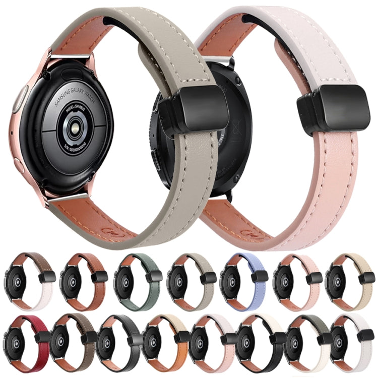 For Samsung Galaxy Watch 6 Classic 43 / 47mm Slim Magnetic Buckle 20mm Microfiber Leather Watch Band(Black+Apricot) by bashfashion