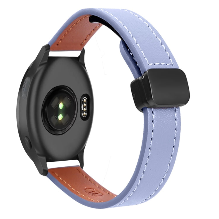 For Garmin Forerunner 165 Slim Magnetic Buckle 20mm Microfiber Leather Watch Band(Lavender) by bashfashion