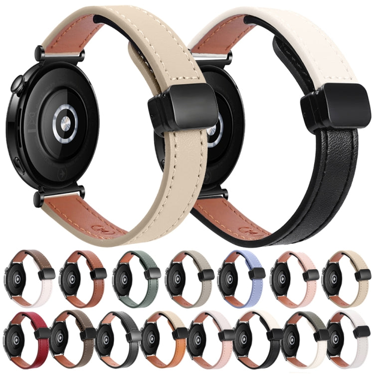 For Huawei Watch GT 4 41mm 18mm Slim Magnetic Buckle Microfiber Leather Watch Band(Lavender) by bashfashion