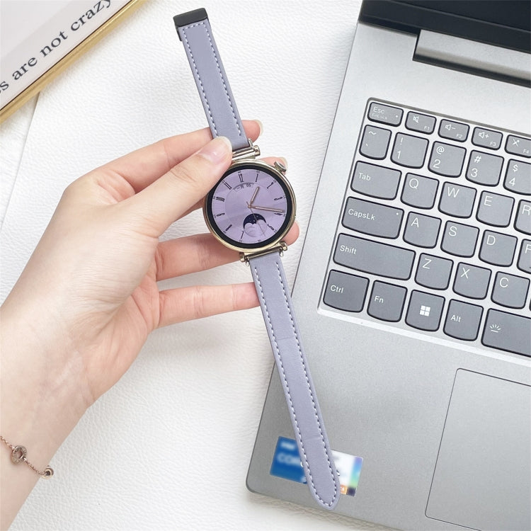 For Garmin Venu 3S 18mm Slim Magnetic Buckle Microfiber Leather Watch Band(Lavender) by bashfashion