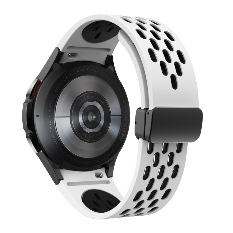 For Samsung Galaxy Watch FE 40mm Two Color Magnetic Folding Black Buckle Silicone Watch Band(White Black) by bashfashion