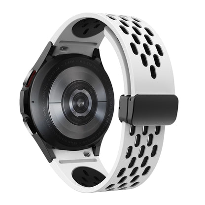 For Samsung Galaxy Watch FE 40mm Two Color Magnetic Folding Black Buckle Silicone Watch Band(White Black) by bashfashion