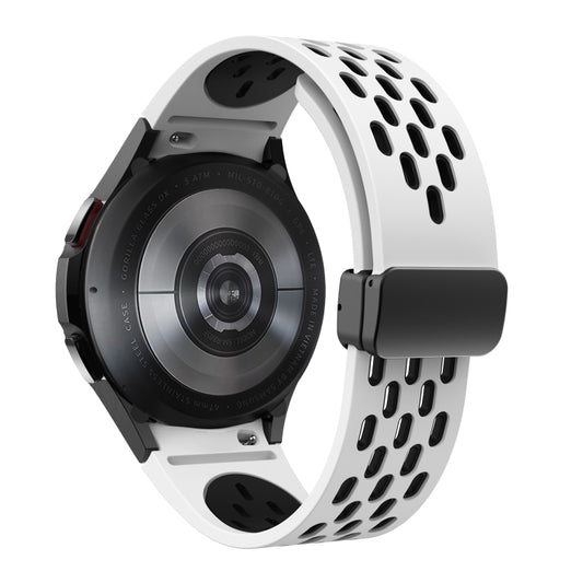 For Samsung Galaxy Watch FE 40mm Two Color Magnetic Folding Black Buckle Silicone Watch Band(White Black) by bashfashion