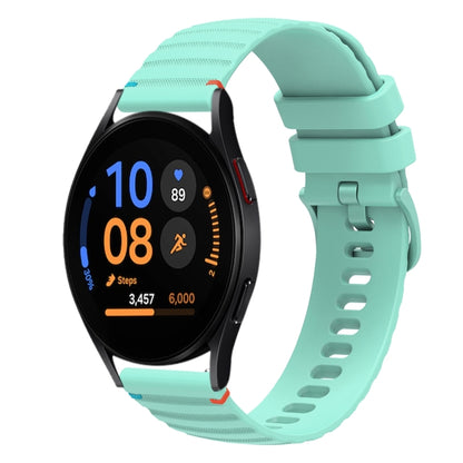 For Samsung Galaxy Watch FE 40mm Wavy Dotted Stitched 20mm Silicone Watch Band(Teal Green) by bashfashion
