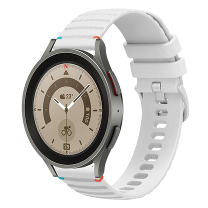 For Samsung Galaxy Watch 5 Pro 45mm Wavy Dotted Stitched 20mm Silicone Watch Band(White) by bashfashion