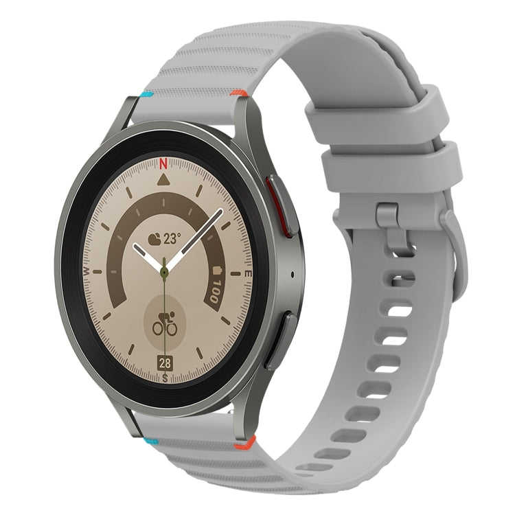 For Samsung Galaxy Watch 5 Pro 45mm Wavy Dotted Stitched 20mm Silicone Watch Band(Gray) by bashfashion