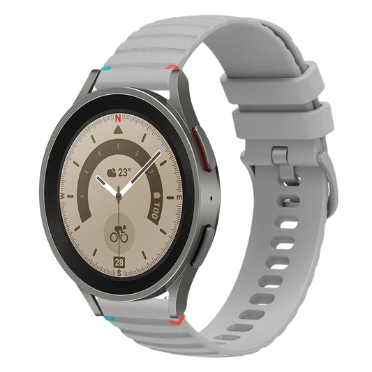 For Samsung Galaxy Watch 5 Pro 45mm Wavy Dotted Stitched 20mm Silicone Watch Band(Gray) by bashfashion