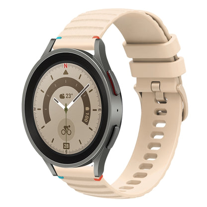 For Samsung Galaxy Watch 5 Pro 45mm Wavy Dotted Stitched 20mm Silicone Watch Band(Cream Coloured) by bashfashion