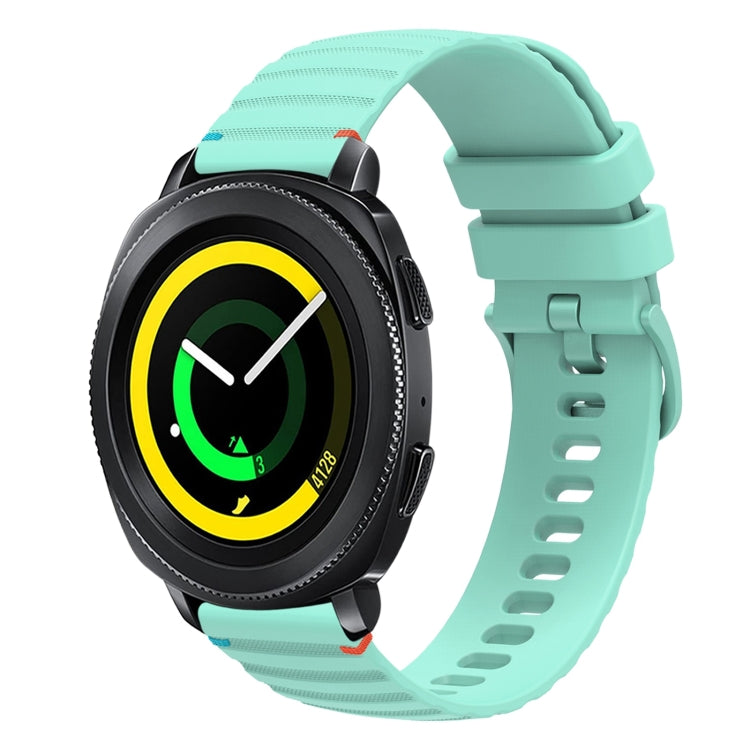 For Samsung Galaxy Gear Sport Wavy Dotted Stitched 20mm Silicone Watch Band(Teal Green) by bashfashion