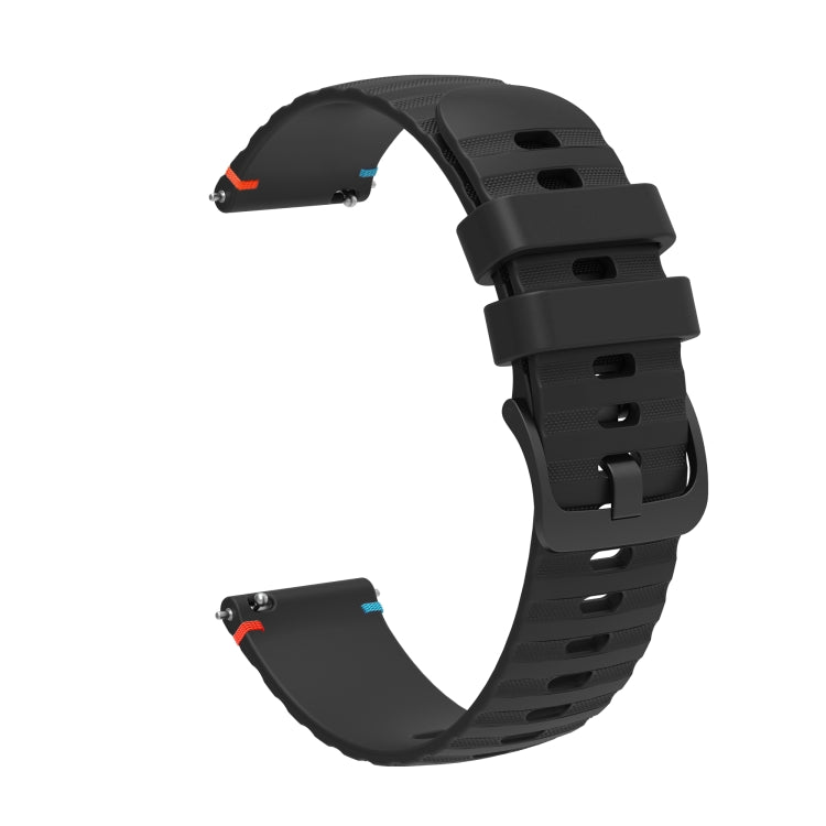 For Samsung Galaxy Watch Active 2 Wavy Dotted Stitched 20mm Silicone Watch Band(Black) by bashfashion