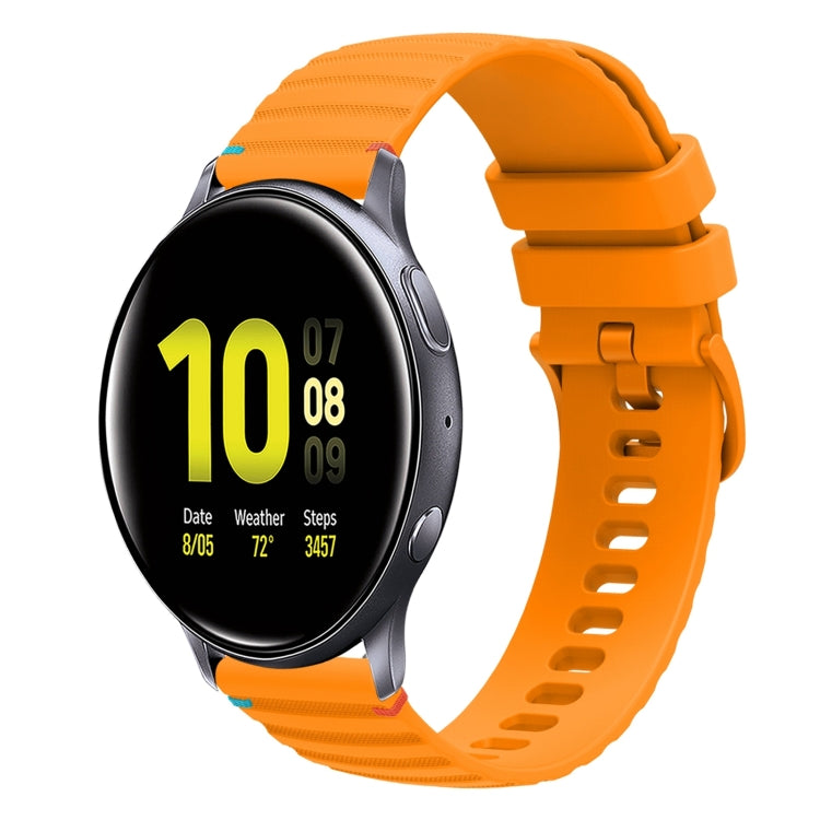 For Samsung Galaxy Watch Active 2 Wavy Dotted Stitched 20mm Silicone Watch Band(Amber Yellow) by bashfashion