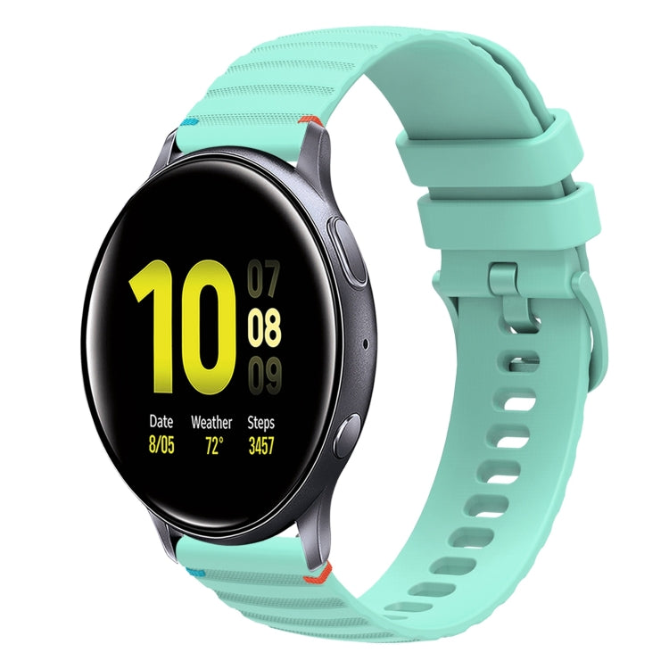For Samsung Galaxy Watch Active 2 Wavy Dotted Stitched 20mm Silicone Watch Band(Teal Green) by bashfashion