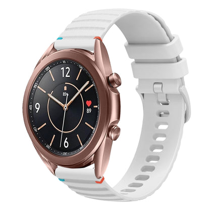 For Samsung Galaxy Watch3 41mm Wavy Dotted Stitched 20mm Silicone Watch Band(White) by bashfashion