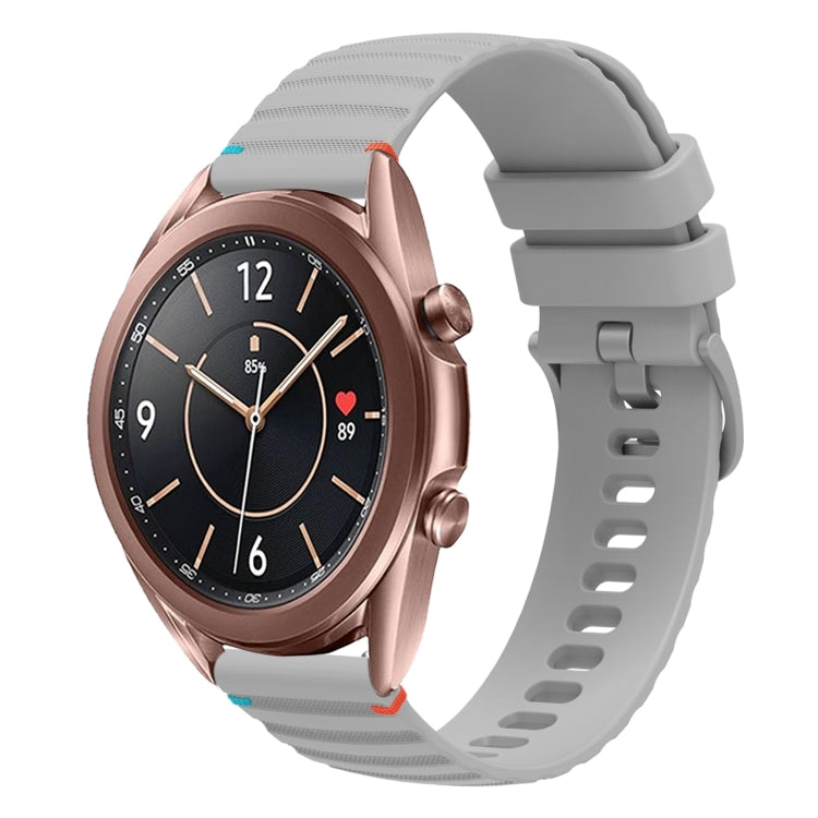 For Samsung Galaxy Watch3 41mm Wavy Dotted Stitched 20mm Silicone Watch Band(Gray) by bashfashion