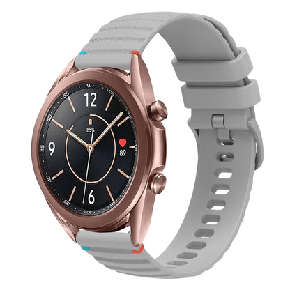 For Samsung Galaxy Watch3 41mm Wavy Dotted Stitched 20mm Silicone Watch Band(Gray) by bashfashion