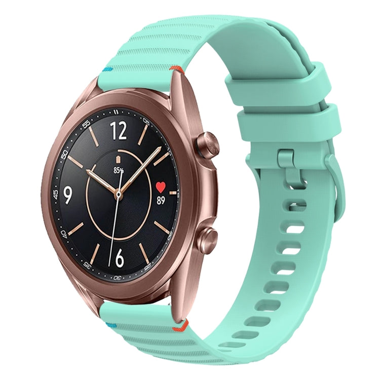 For Samsung Galaxy Watch3 41mm Wavy Dotted Stitched 20mm Silicone Watch Band(Teal Green) by bashfashion