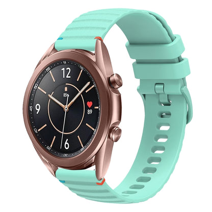 For Samsung Galaxy Watch3 41mm Wavy Dotted Stitched 20mm Silicone Watch Band(Teal Green) by bashfashion