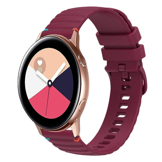 For Samsung Galaxy Watch Active Wavy Dotted Stitched 20mm Silicone Watch Band(Wine Red) by bashfashion